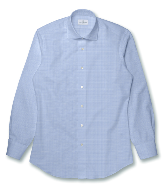 【CANCLINI】形態安定 ブルー オックス ピンヘッド ドレスシャツ（Easy Order）