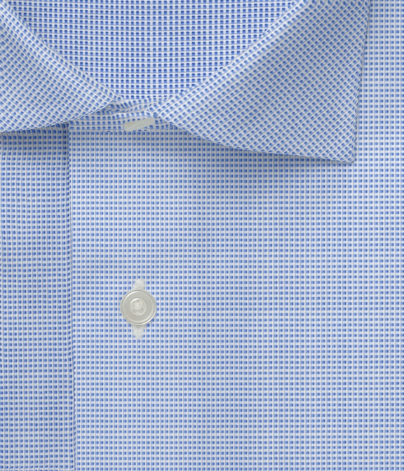 【CANCLINI】形態安定 ブルー オックス ピンヘッド ドレスシャツ（Easy Order/長袖）