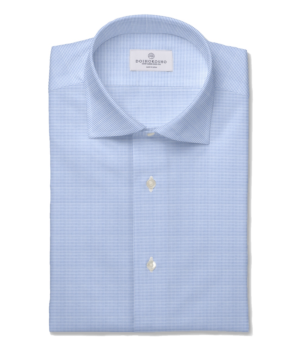 【CANCLINI】 形態安定 ブルー オックス ピンヘッド ドレスシャツ（Easy Order/長袖）