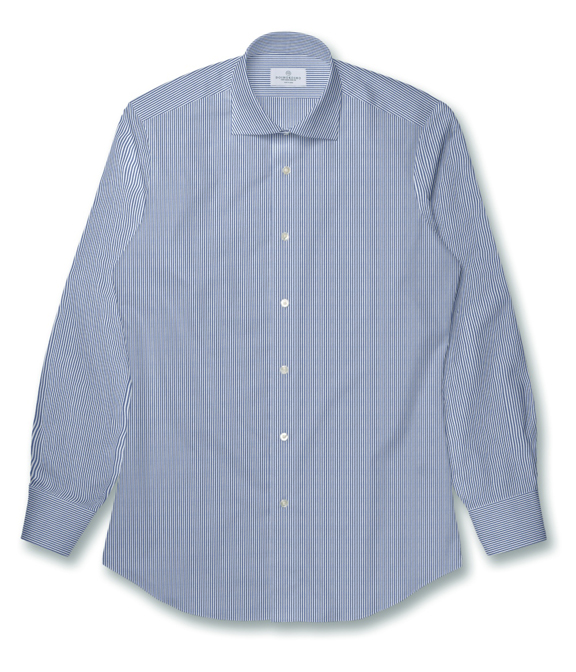 【CANCLINI|TRAVELLER】ストレッチ&イージーケア ブルー ブロード ストライプ ドレスシャツ