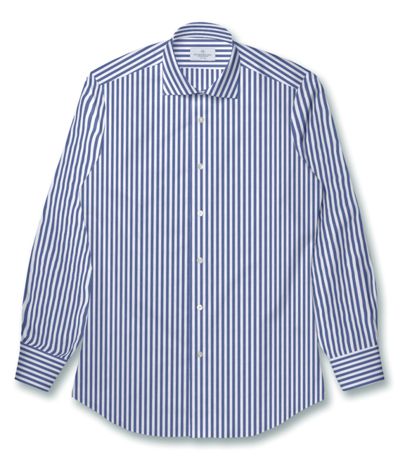 【CANCLINI TRAVELLER】ストレッチ&イージーケア ブルー ブロード ストライプ ドレスシャツ（Easy Order/長袖）