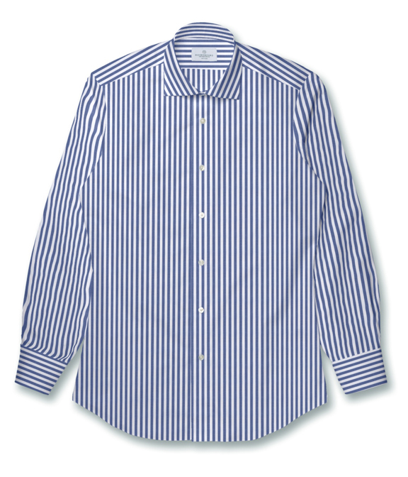 【CANCLINI|TRAVELLER】ストレッチ&イージーケア ブルー ブロード ストライプ ドレスシャツ