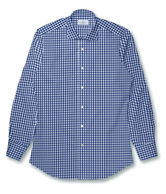【CANCLINI TRAVELLER】ストレッチ&イージーケア ブルー ブロード チェック ドレスシャツ（Made to Measure）