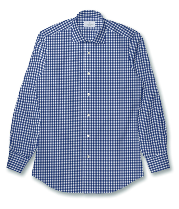 【CANCLINI|TRAVELLER】ストレッチ&イージーケア ブルー ブロード チェック ドレスシャツ