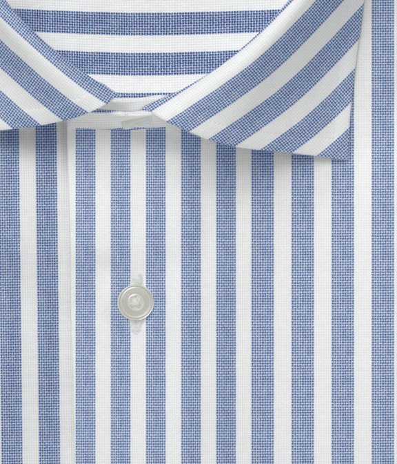 【CANCLINI】ブルー パナマ ストライプ ドレスシャツ（Easy Order）