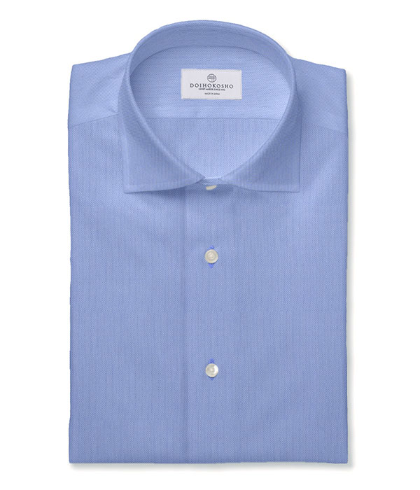 【CANCLINI】[ﾅﾁｭﾗﾙｽﾄﾚｯﾁ]サックス オックス 無地 ドレスシャツ