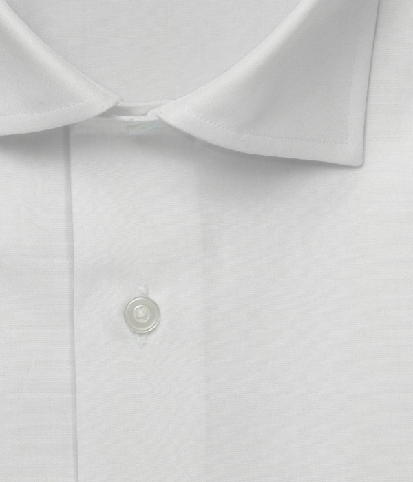 【CANCLINI】200/3 ホワイト ブロード 無地 ドレスシャツ