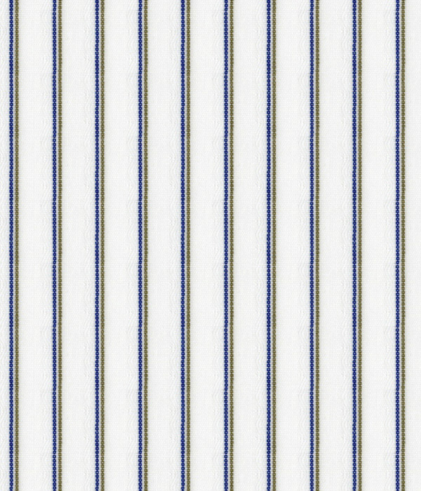 【CANCLINI】200/3 ブルー×ブラウン ブロード ストライプ ドレスシャツ