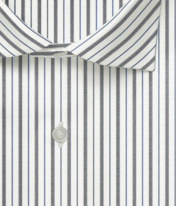 【CANCLINI】200/3 ブルー×グレー ドビー ストライプ ドレスシャツ