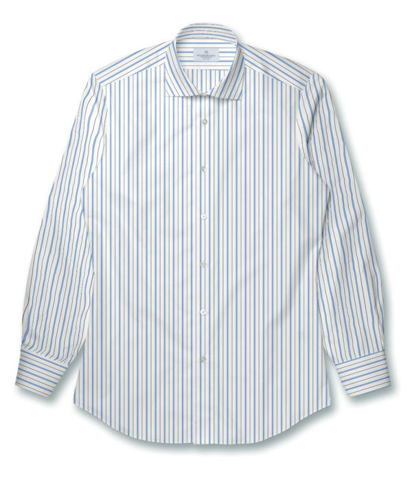 【THOMAS MASON Regent】サックス ポプリン ストライプ ドレスシャツ