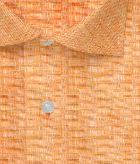 【Herdmans Linen】オレンジ リネン 無地 ドレスシャツ（Made to Measure）