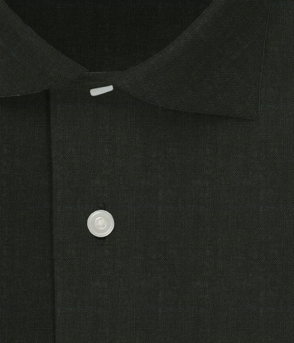 【Herdmans Linen】ブラック リネン 無地 ドレスシャツ（Made to Measure）
