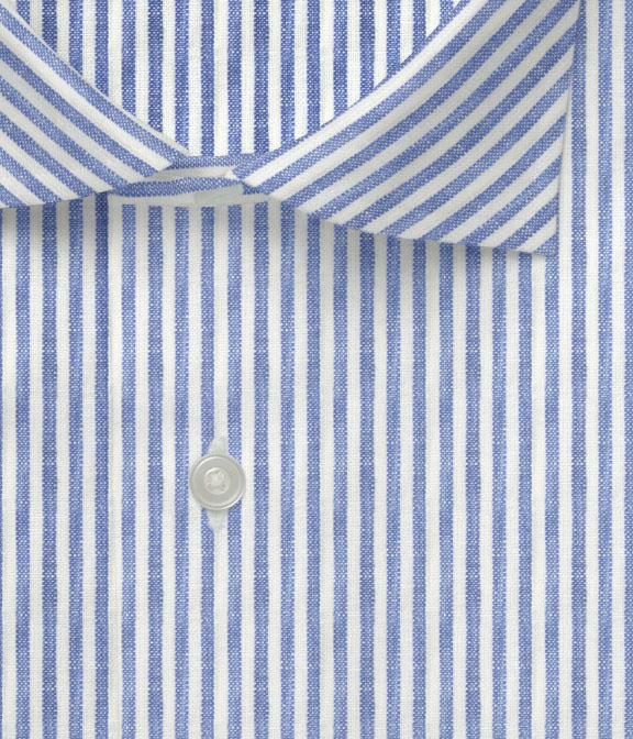 【Herdmans Linen】ブルー リネン ストライプ ドレスシャツ（Made to Measure）