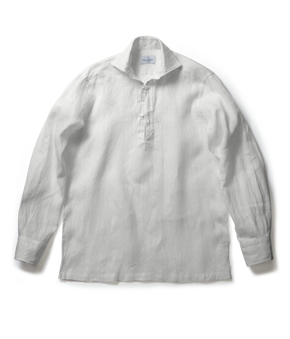 【Herdmans Linen】ホワイト リネン 無地 カプリシャツ