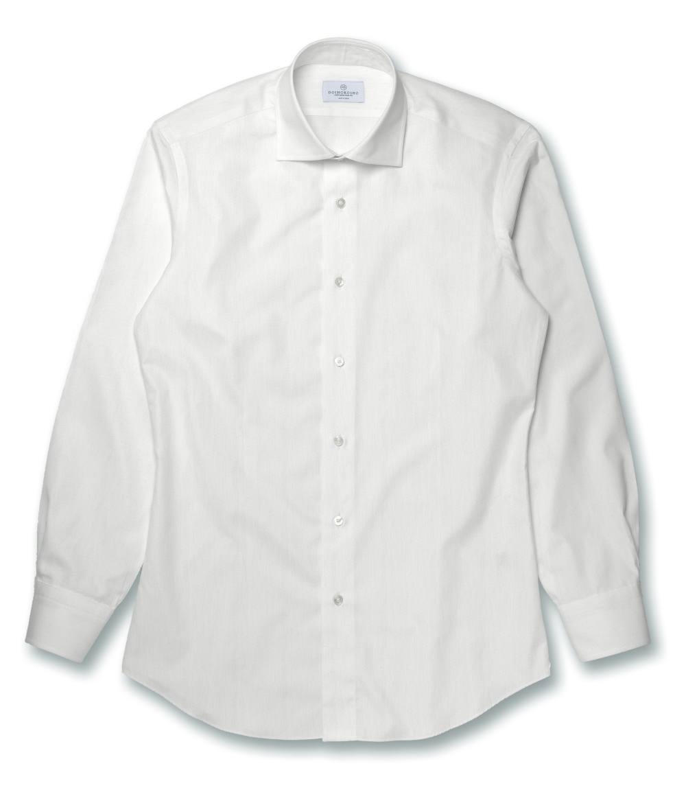 【Herdmans Linen】ホワイト リネン 無地 ドレスシャツ