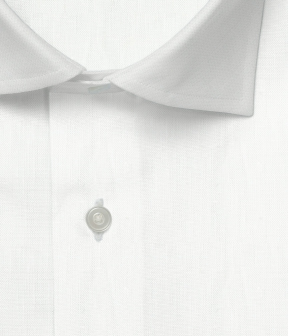 【Herdmans Linen】ホワイト リネン 無地 ドレスシャツ