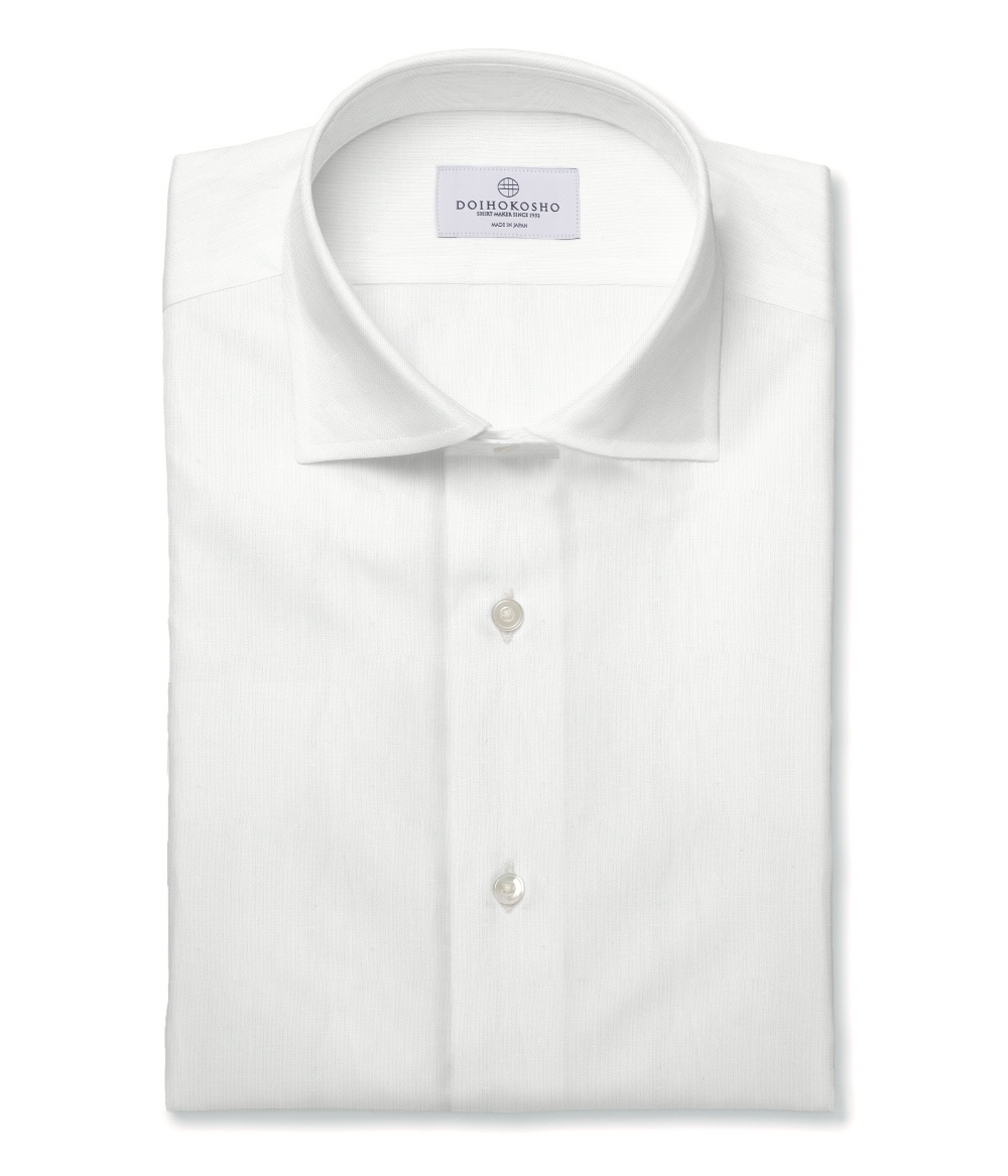 【Herdmans Linen】ホワイト リネン 無地 ドレスシャツ