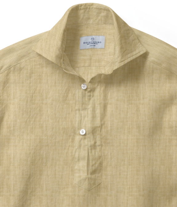 【Herdmans Linen】ベージュ リネン 無地 カプリシャツ
