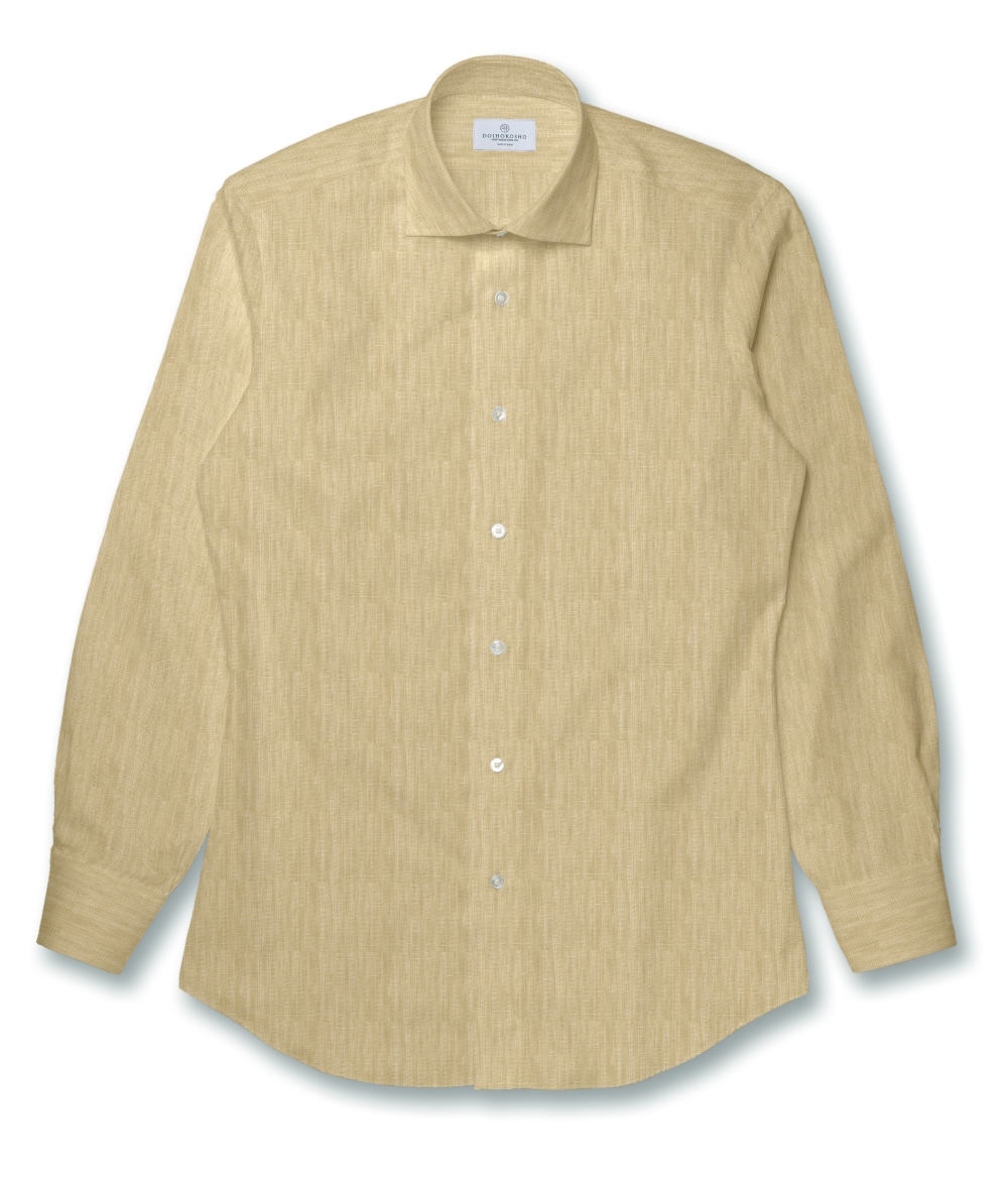 【Herdmans Linen】ベージュ リネン 無地 ドレスシャツ