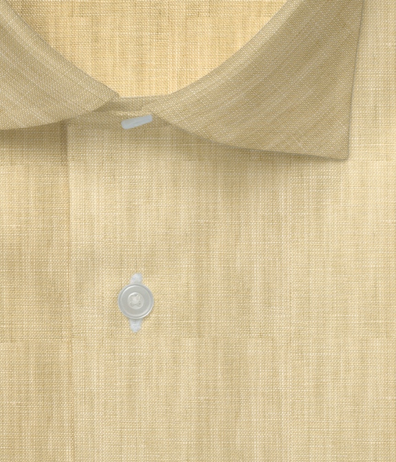 【Herdmans Linen】ベージュ リネン 無地 ドレスシャツ