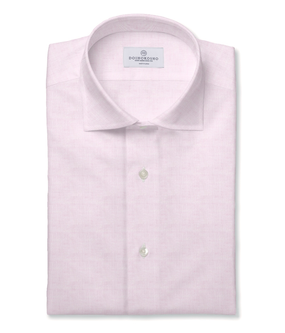 【Herdmans Linen】ピンク リネン 無地 ドレスシャツ