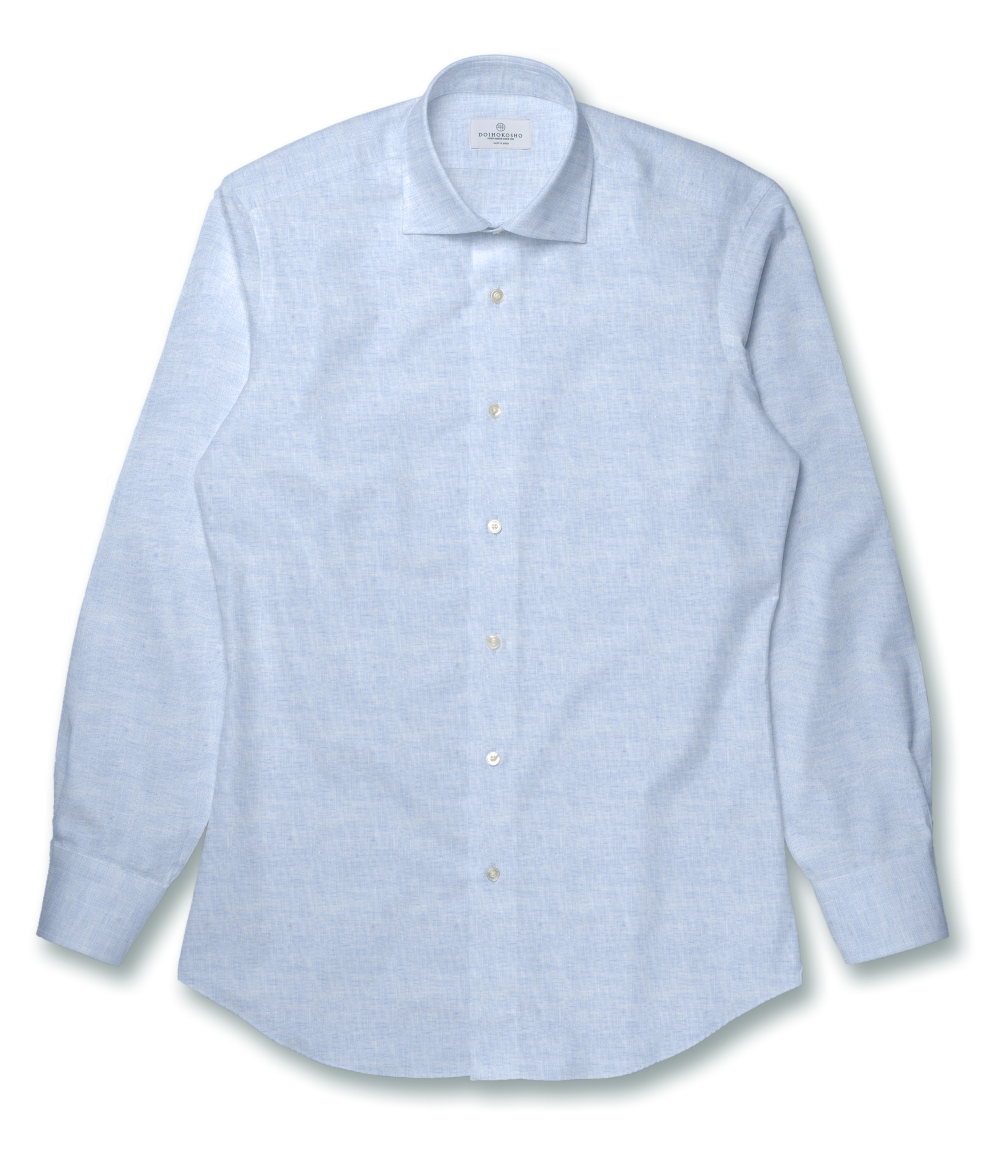 【Herdmans Linen】サックス リネン 無地 ドレスシャツ