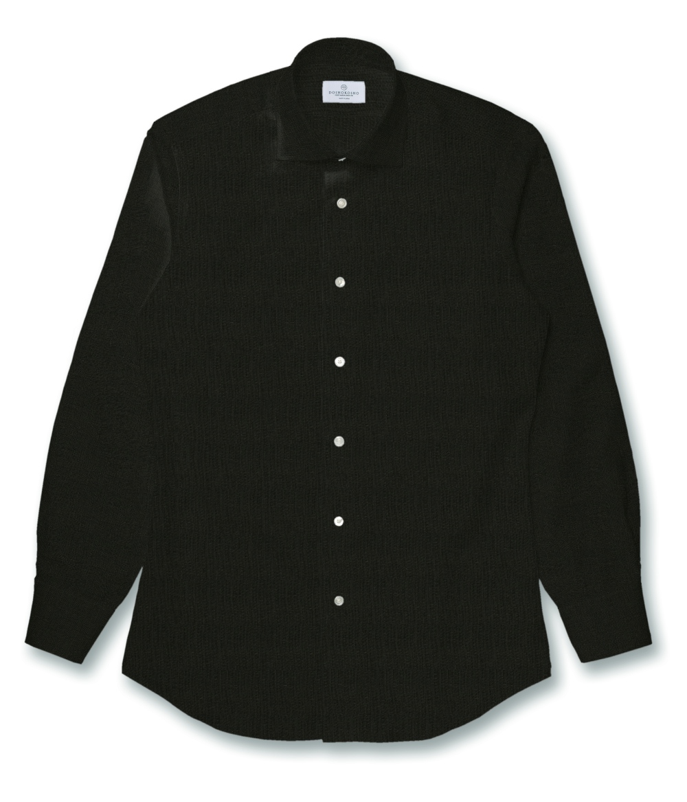 【Herdmans Linen】ブラック リネン 無地 ドレスシャツ