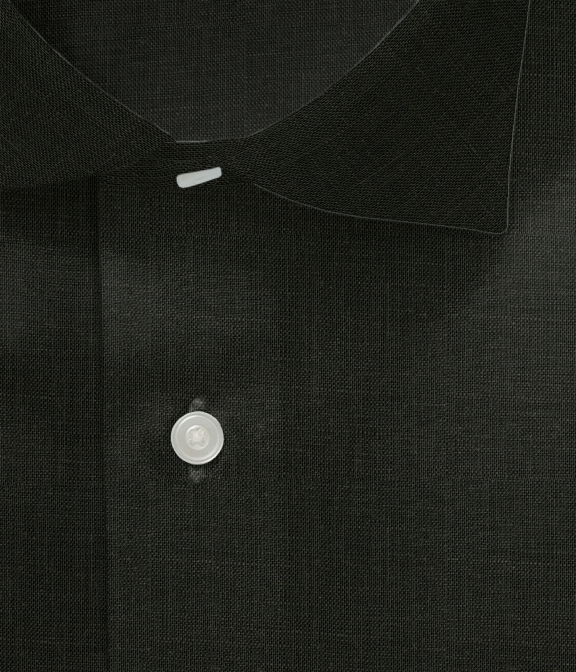 【Herdmans Linen】ブラック リネン 無地 ドレスシャツ