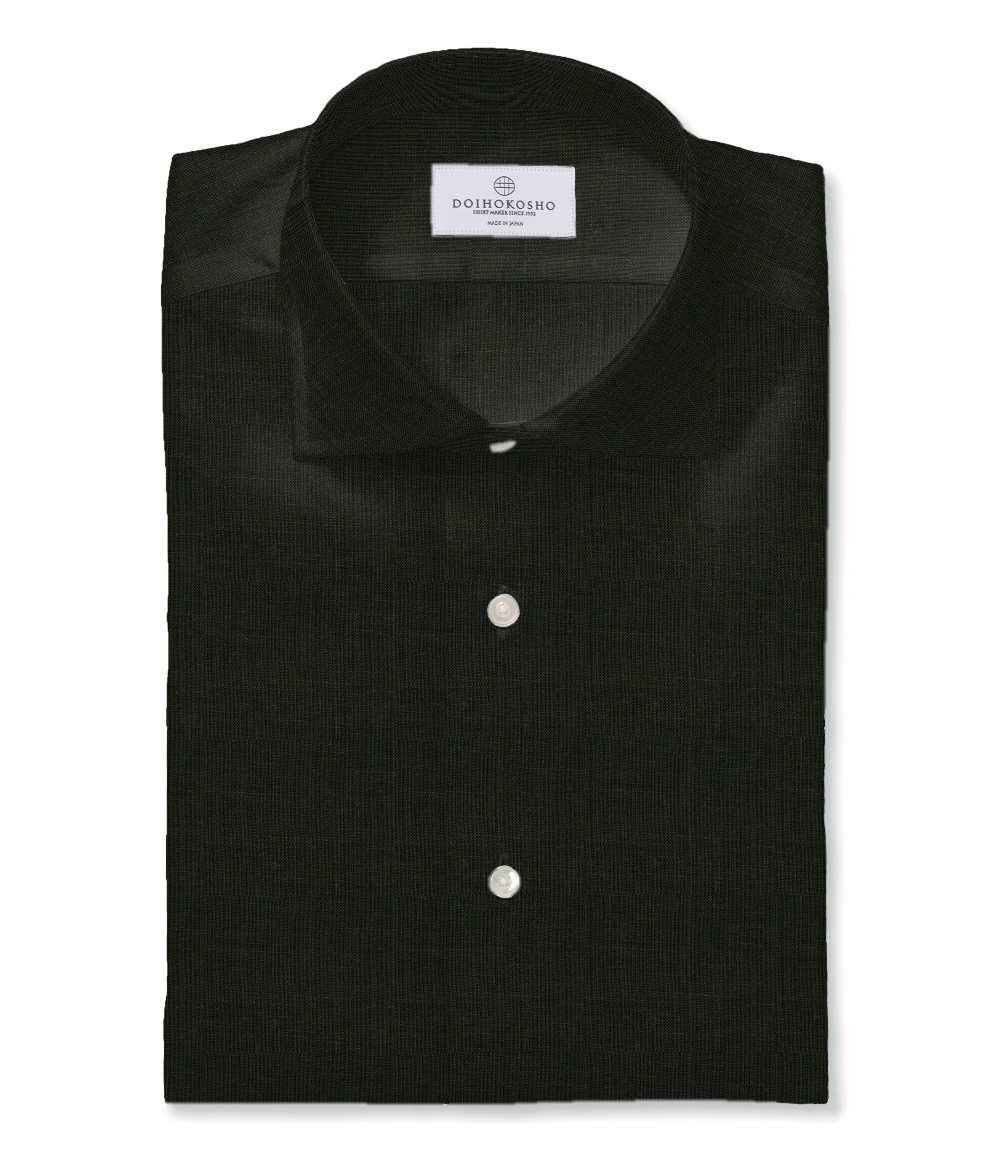 【Herdmans Linen】ブラック リネン 無地 ドレスシャツ