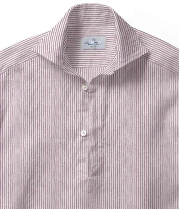 【Herdmans Linen】レッド リネン ストライプ カプリシャツ