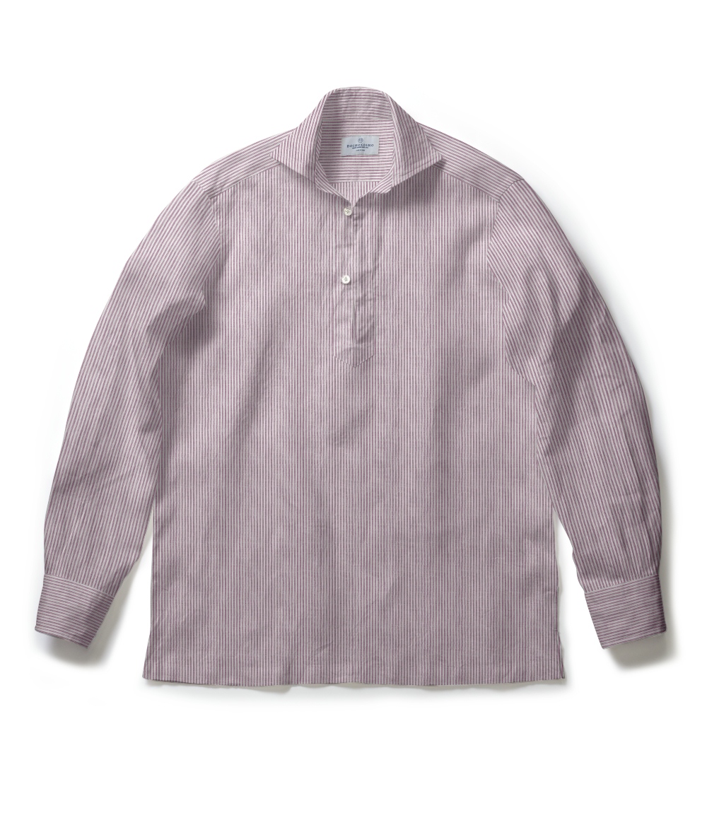 【Herdmans Linen】レッド リネン ストライプ カプリシャツ