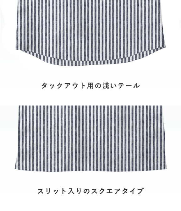 【Herdmans Linen】ブラック リネン ストライプ カプリシャツ