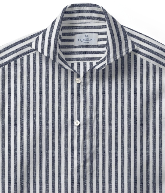 【Herdmans Linen】ブラック リネン ストライプ カプリシャツ