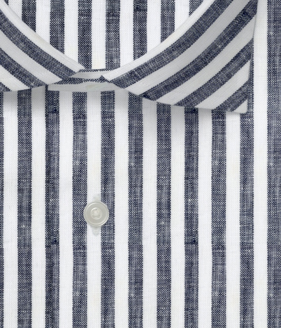 【Herdmans Linen】ブラック リネン ストライプ ドレスシャツ