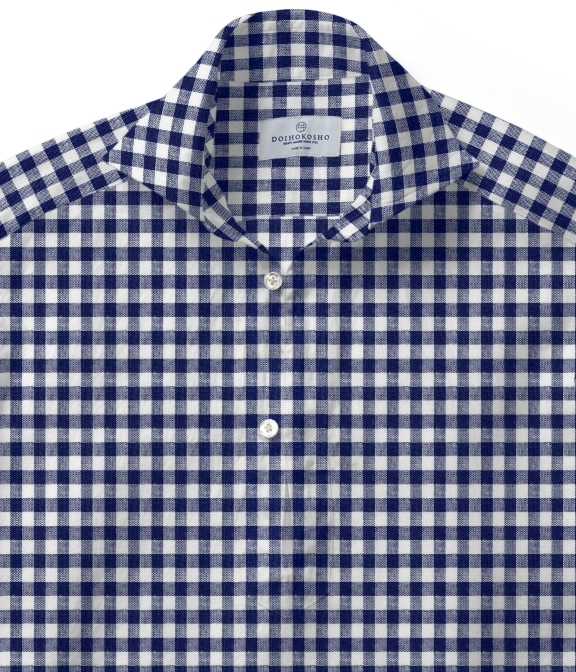 【Herdmans Linen】ブルー リネン ギンガムチェック カプリシャツ