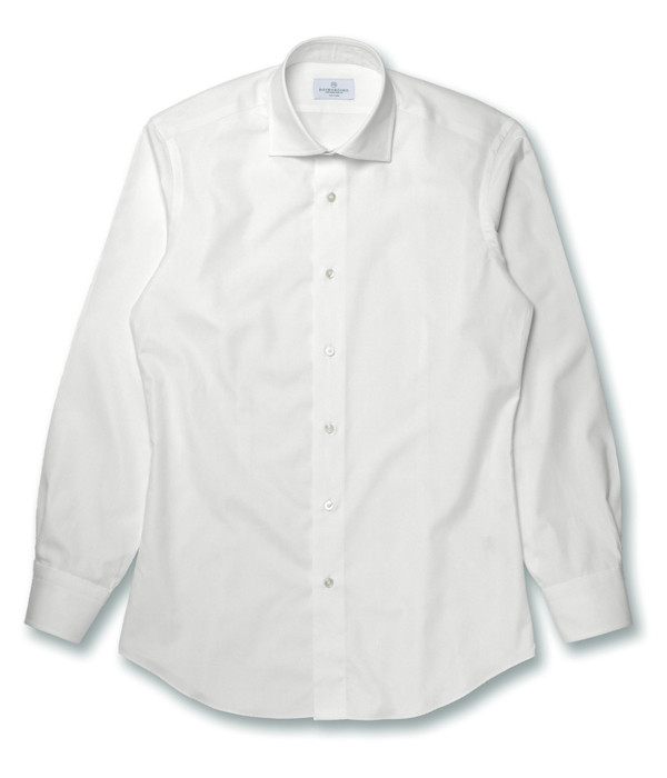 【Herdmans Linen】ホワイト 綿麻 無地 ドレスシャツ