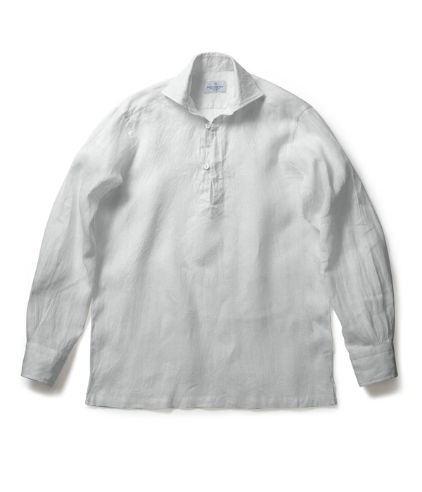 【Herdmans Linen】ホワイト リネン 無地 カプリシャツ