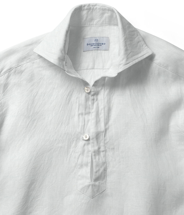 【Herdmans Linen】ホワイト リネン 無地 カプリシャツ