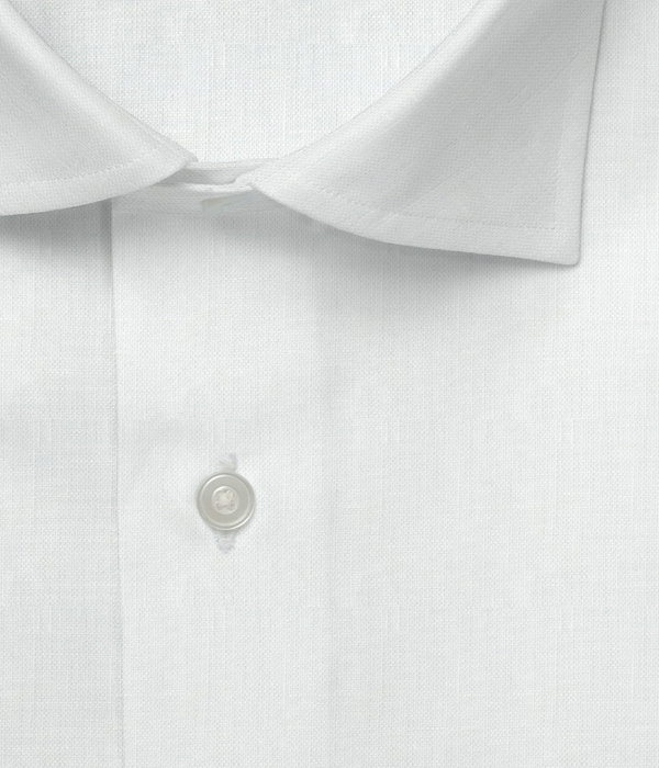 【Herdmans Linen】ホワイト リネン 無地 ドレスシャツ