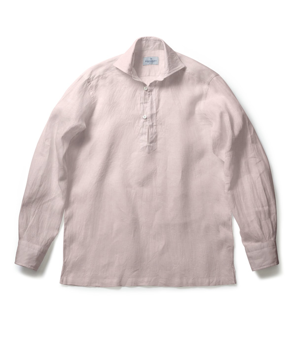【Herdmans Linen】ピンク リネン 無地 カプリシャツ