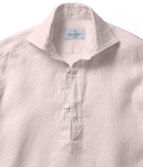 【Herdmans Linen】ピンク リネン 無地 カプリシャツ