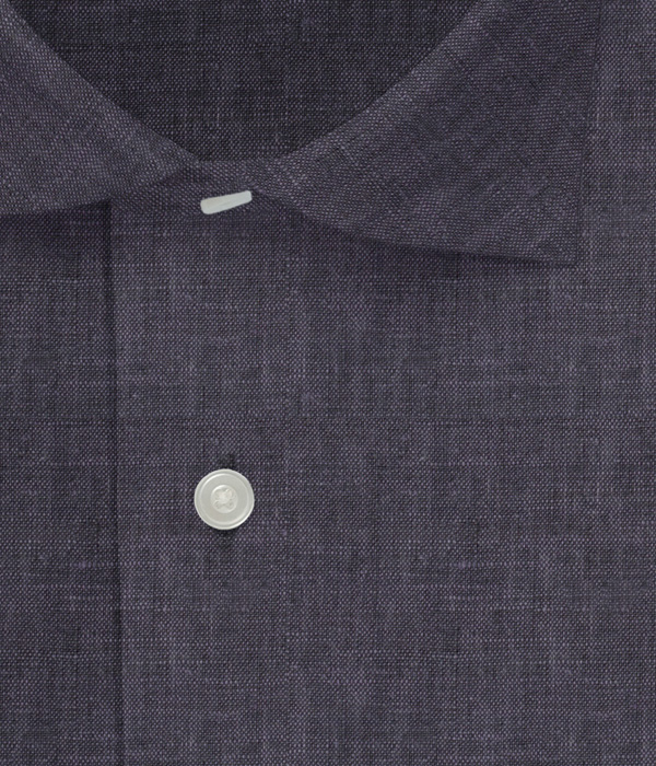 【Herdmans Linen】ネイビー リネン 無地 ドレスシャツ