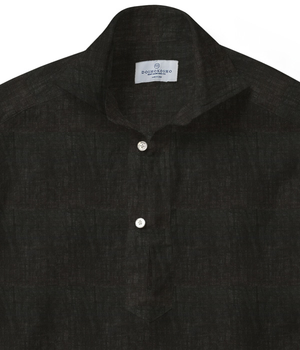 【Herdmans Linen】ブラック リネン 無地 カプリシャツ