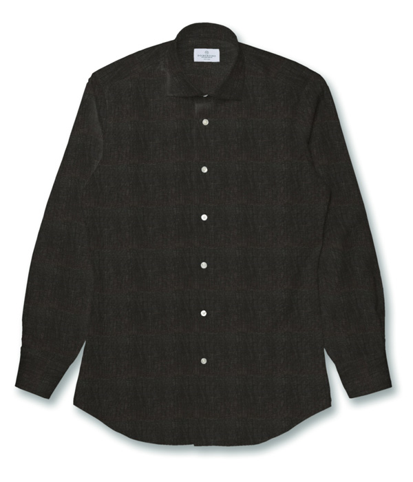 【Herdmans Linen】ブラック リネン 無地 ドレスシャツ