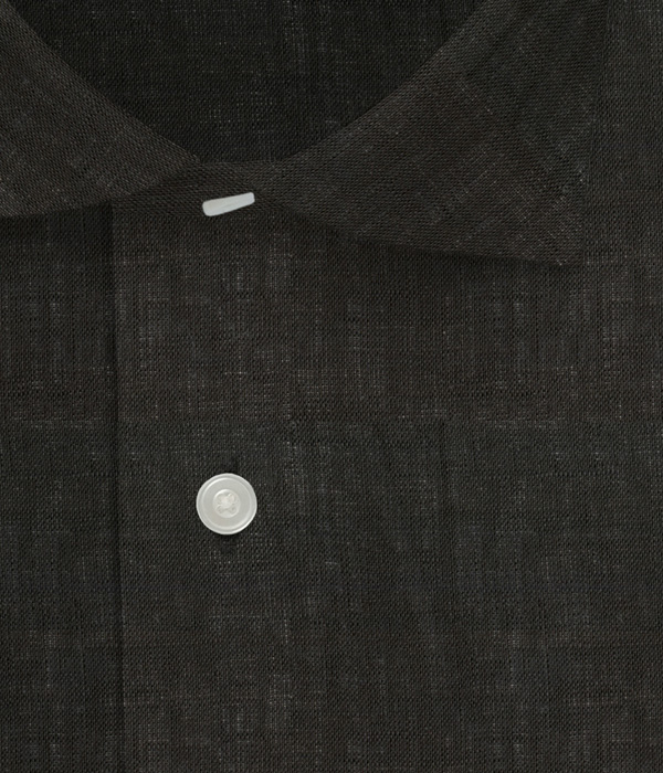 【Herdmans Linen】ブラック リネン 無地 ドレスシャツ