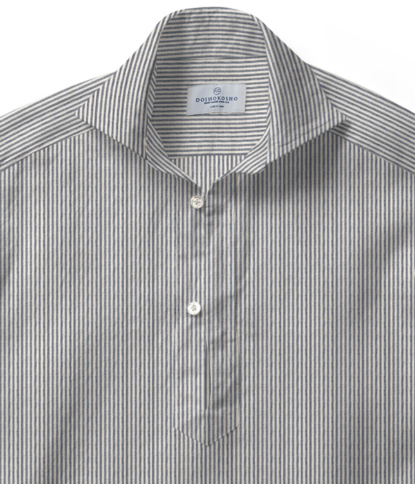 【Herdmans Linen】ブラック リネン ストライプ カプリシャツ