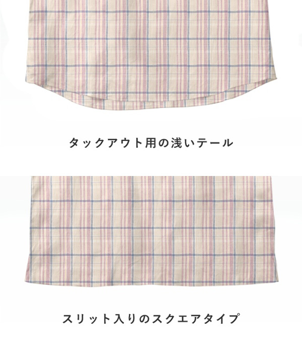 【Herdmans Linen】ベージュ×ピンク リネン チェック カプリシャツ