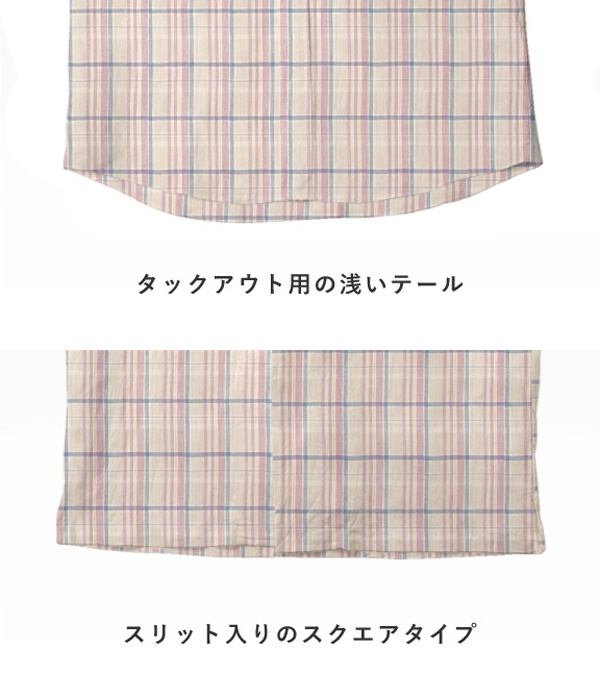 【Herdmans Linen】ベージュ×ピンク リネン チェック オープンカラーシャツ