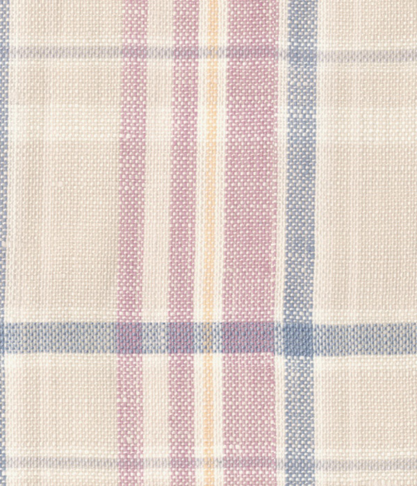 【Herdmans Linen】ベージュ×ピンク リネン チェック ドレスシャツ