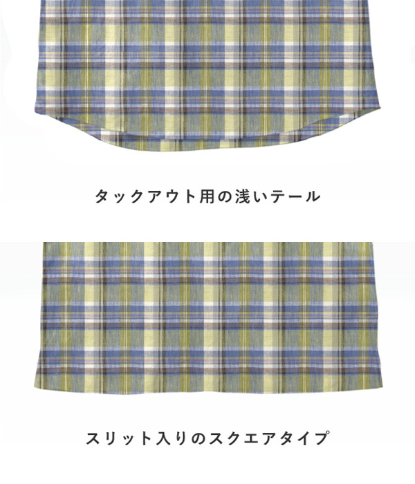 【Herdmans Linen】ブルー×ライム リネン チェック カプリシャツ
